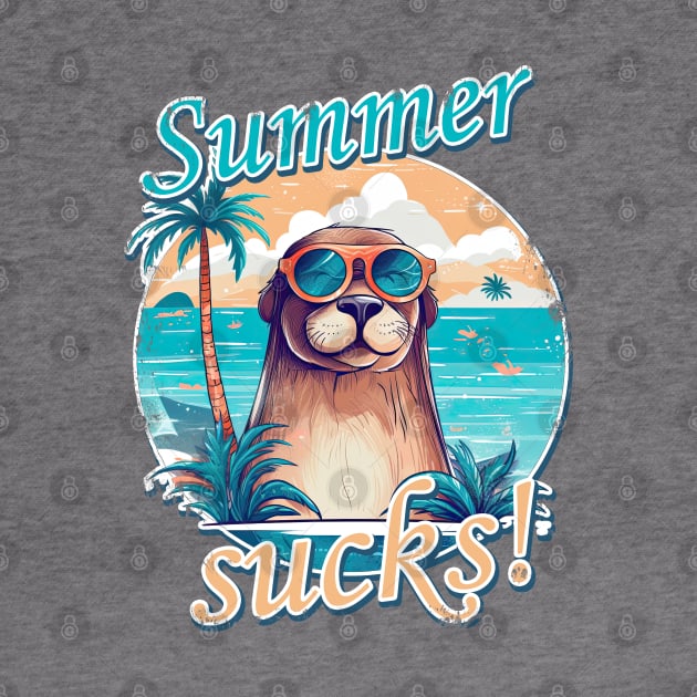 Summer sucks Otter seal sea lion with sunglasses by TeePulseMania